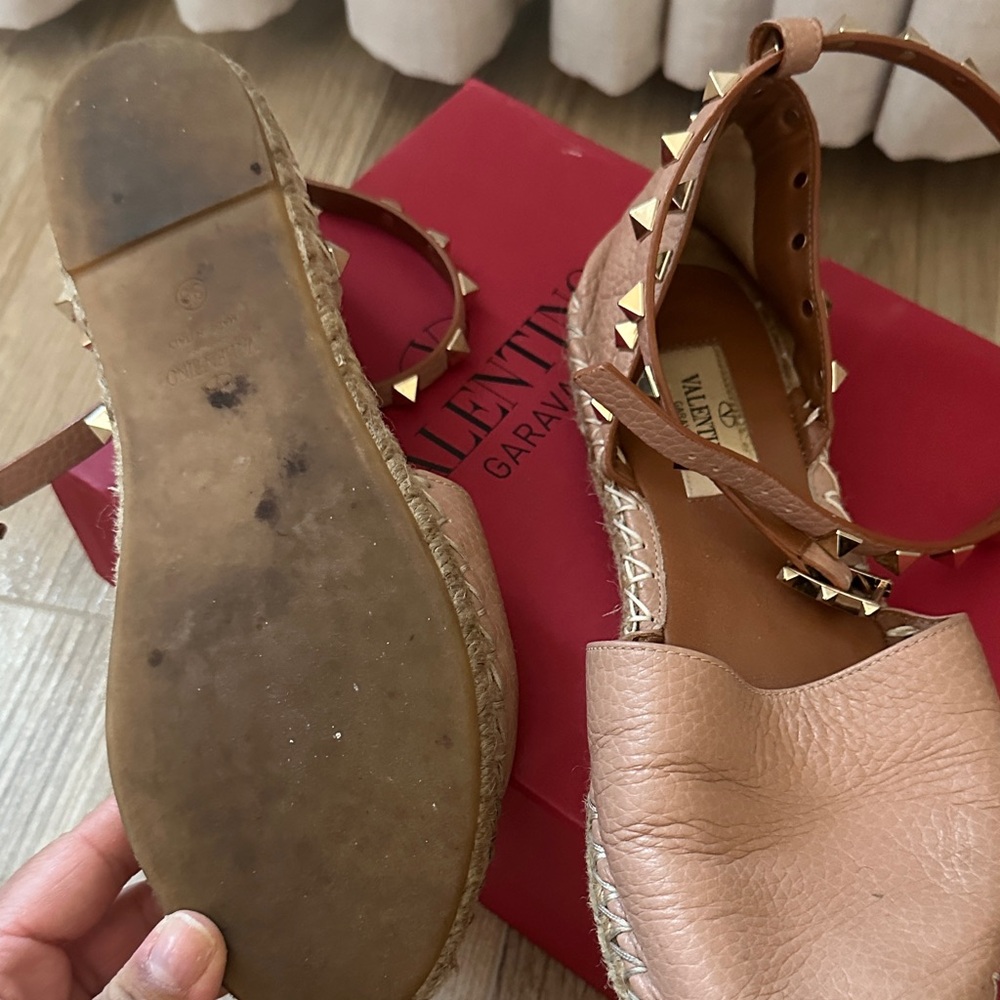 Valentino Studded Tan Espadrilles - Picture 2 of 4